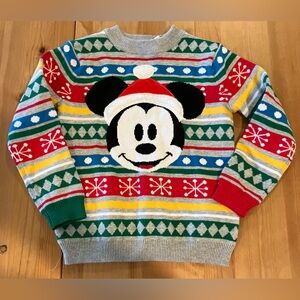 Disney Kids Size 4T Mickey Mouse Festive Sweater - Red, Green, Yellow